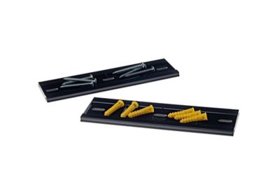 Image showing  Wall Storage Unit with (24) 7-3/8 in. L x 4-1/8 in. W x 3 in. H Black Interlocking Bins & Wall Mount Rails