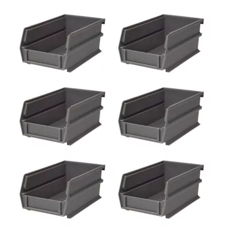 Triton Products 7-3/8 in L x 4-1/8 in W x 3 in H Gray Stackable Hanging and Locking Polypropylene 6 CT Storage Bins