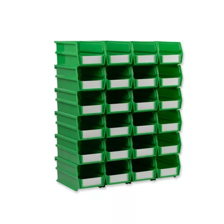 Triton Products 7-3/8 in L x 4-1/8 in W x 3 in H Green Stackable Hanging Locking Polypropylene Bins 24 CT Storage Bins