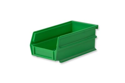 Image showing  7-3/8 in. L x 4-1/8 in. W x 3 in. H Green Stacking, Hanging, Interlocking Polypropylene Bins, 6 CT