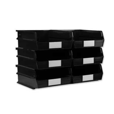 Triton Products 10-7/8 in L x 11 in W x 5 in H Black Stackable Hanging and Locking Polypropylene 6 CT Storage Bins