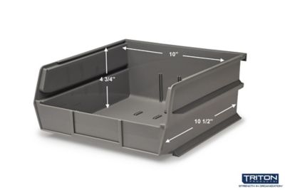 Image showing  10-7/8 in. L x 11 in. W x 5 in. H Gray Stacking, Hanging, Interlocking Polypropylene Bins, 6 CT