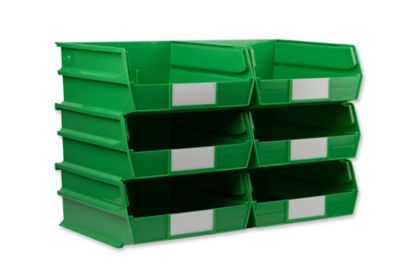 Triton Products 10-7/8 in. L x 11 in. W x 5 in. H Green Stacking, Hanging, Interlocking Polypropylene Bins, 6 CT