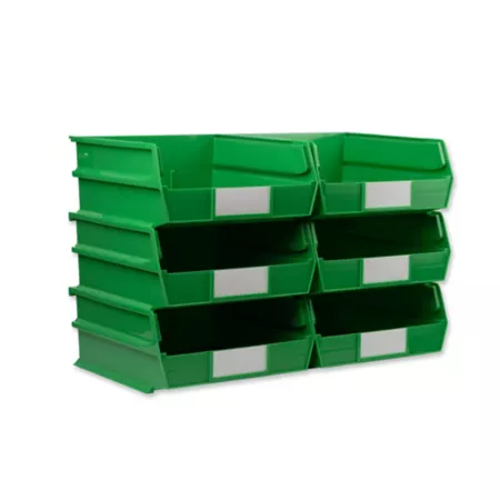 Triton Products 10-7/8 in L x 11 in W x 5 in H Green Stackable Hanging Locking Polypropylene Bins 6 CT Storage Bins