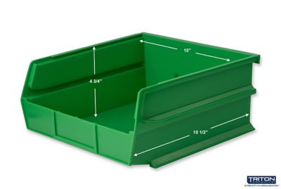 Image showing  10-7/8 in. L x 11 in. W x 5 in. H Green Stacking, Hanging, Interlocking Polypropylene Bins, 6 CT