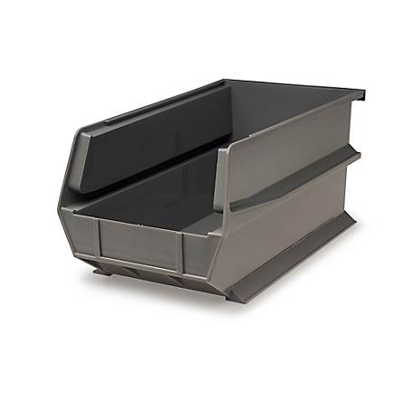 Triton Products 14-3/4 in. L x 8-1/4 in. W x 7 in. H Gray Stacking, Hanging, Interlocking Polypropylene Bins, 6 CT