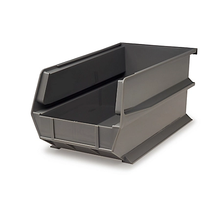 Triton Products 14-3/4 in. L x 8-1/4 in. W x 7 in. H Gray Stacking, Hanging, Interlocking Polypropylene Bins, 6 CT