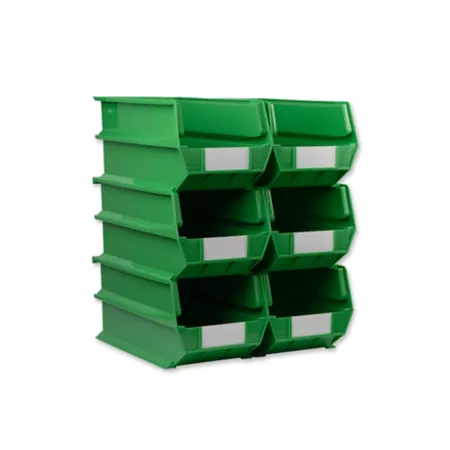 Triton Products 14-3/4 in L x 8-1/4 in W x 7 in H Green Stackable Hanging Locking Polypropylene Bins 6 CT Storage Bins