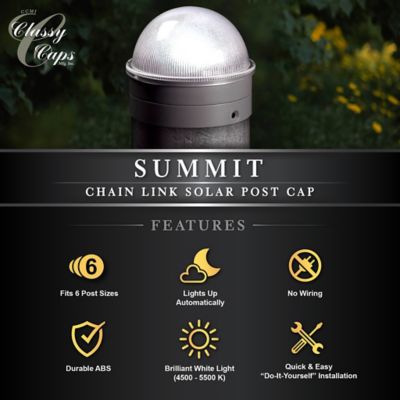 Image showing 6 th Classy Caps 5-Lumen Chainlink Summit Solar Post Cap, CH2233S