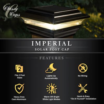 Image showing 6 th Classy Caps 15-Lumen Imperial Solar Post Cap, 4 in. x 4 in., SL211B