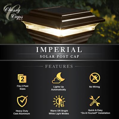Image showing 6 th Classy Caps 15-Lumen Imperial Solar Post Cap, 4 in. x 4 in., SL211R