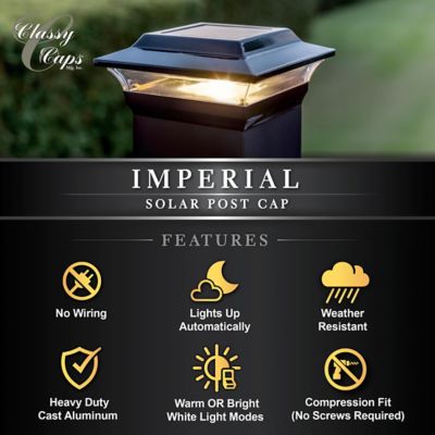 Image showing 6 th Classy Caps 15-Lumen Imperial Solar Post Cap, 5 in. x 5 in., SL214B