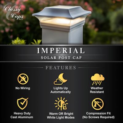 Image showing 5 th Classy Caps 15-Lumen Imperial Solar Post Cap, 5 in. x 5 in., SL214W