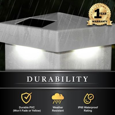 Image showing 5 th Classy Caps 5 in. x 5 in. Solar-Powered LED Pyramid Post Cap Light