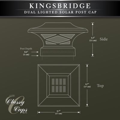 Image showing 8 th Classy Caps 20-Lumen Kingsbridge Dual Lighted Solar Post Cap, SLK807B
