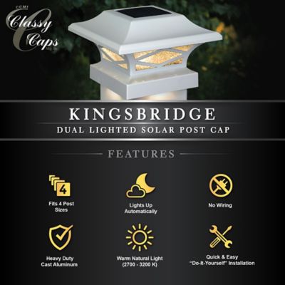 Image showing 7 th Classy Caps 20-Lumen Kingsbridge Dual Lighted Solar Post Cap, SLK807W