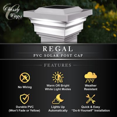 Image showing  4 in. x 4 in. Solar-Powered LED Regal Post Cap Light