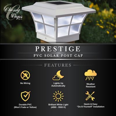 Image showing 6 th Classy Caps 12-Lumen Prestige Solar Post Cap, 4 in. x 4 in.