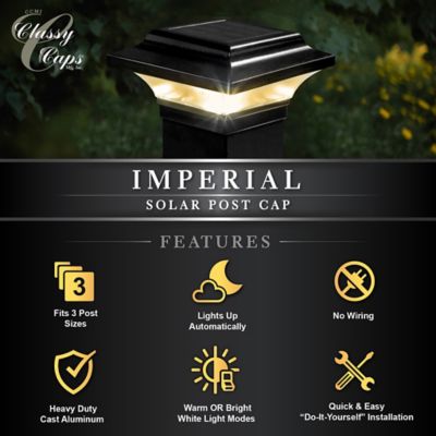 Image showing 6 th Classy Caps 10-Lumen Imperial Solar Post Cap, 2.5 in. x 2.5 in., SLO82B