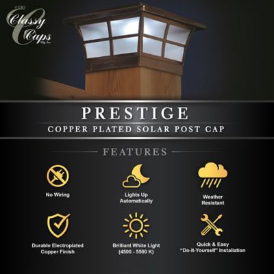 Image showing 6 th Classy Caps 12-Lumen Prestige Solar Post Cap 6 in. x 6 in.