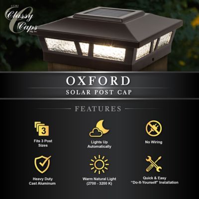 Image showing 6 th Classy Caps 10-Lumen Oxford Solar Post Cap, SLX772C