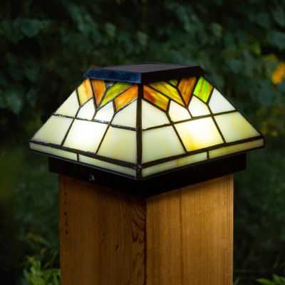 Image showing  10-Lumen Stained Glass Wellington Solar Post Cap