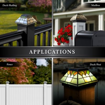 Image showing  10-Lumen Stained Glass Wellington Solar Post Cap