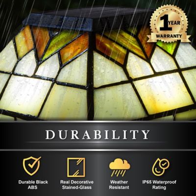 Image showing 5 th Classy Caps 10-Lumen Stained Glass Wellington Solar Post Cap