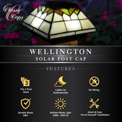 Image showing 6 th Classy Caps 10-Lumen Stained Glass Wellington Solar Post Cap
