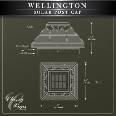 Image showing 7 th Classy Caps 10-Lumen Stained Glass Wellington Solar Post Cap