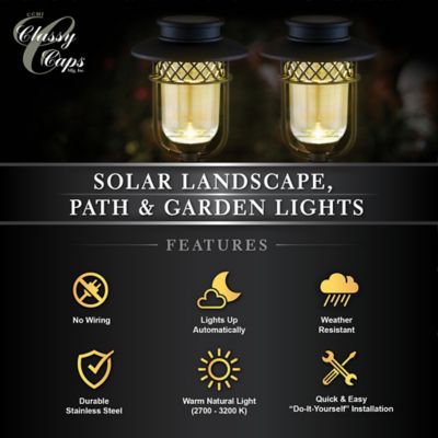 Image showing 6 th Classy Caps Stainless Steel Landscape, Path & Garden Light 2 pk., GL1101