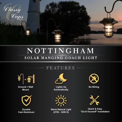 Image showing 6 th Classy Caps 10-Lumen Nottingham Solar Hanging Coach Light