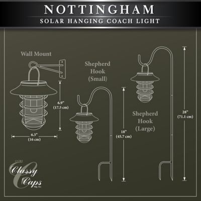 Image showing 7 th Classy Caps 10-Lumen Nottingham Solar Hanging Coach Light