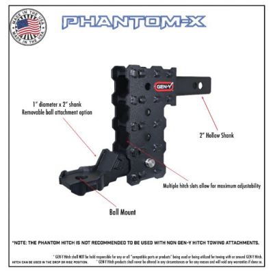 Image showing  2-1/2 in. Receiver Solid Shank Phantom-X Hitch with GH-051 Dual-Ball Mount, 7.5 in. Drop, 16,000 lb. Capacity