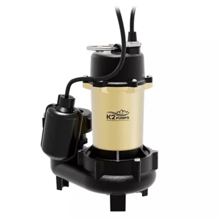 K2 Pumps 1/2 HP 115V Cast Iron Electric Effluent Pump with Piggyback Attached Float Switch 70 GPM Sump Pumps