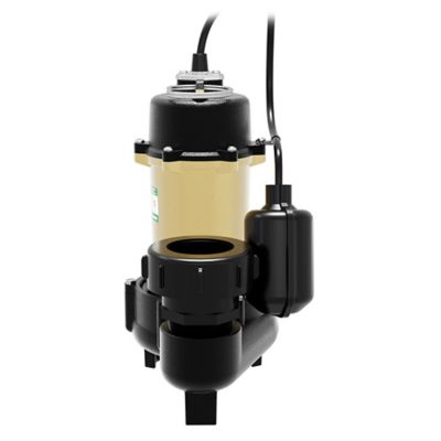 Image showing  1/2 HP 115V Electric Cast Iron Effluent Pump with Piggyback Tethered Float Switch, 70 GPM