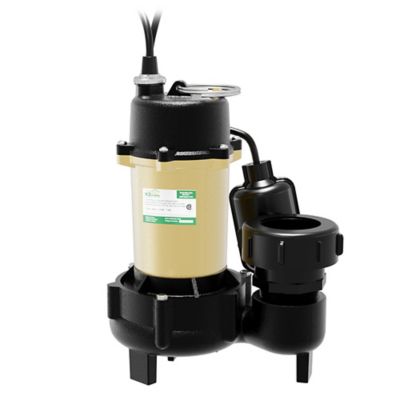 Image showing  1/2 HP 115V Electric Cast Iron Effluent Pump with Piggyback Tethered Float Switch, 70 GPM