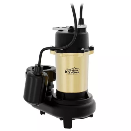 K2 Pumps SWF07501TPK 3/4 HP Cast Iron Effluent Pump with Piggback Attached Float Switch Sump Pumps