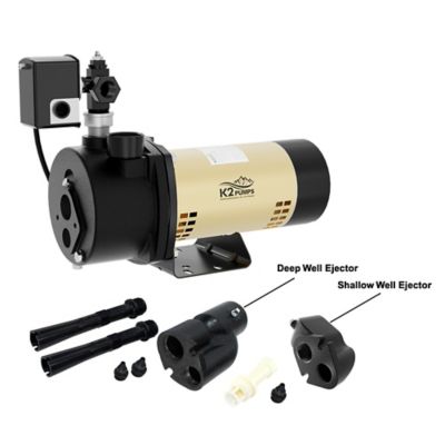 K2 Pumps 1 HP 115/230V Electric Cast Iron Convertible Jet Pump, 24 GPM, Lead-Free