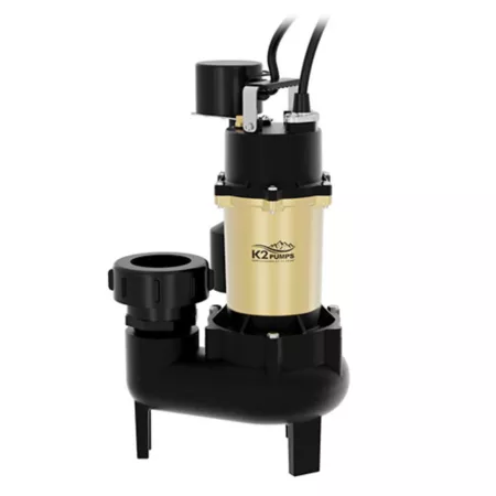 K2 Pumps 1/2 HP 115V Cast Iron Electric Sewage Pump with Vertical Piggyback Switch 108 GPM Sump Pumps