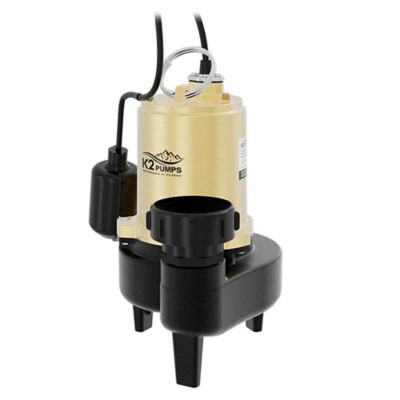 Image showing 7 th K2 Pumps 1/2 HP 115V Electric Cast Iron Sewage Pump with Piggyback Tethered Switch, 150 GPM