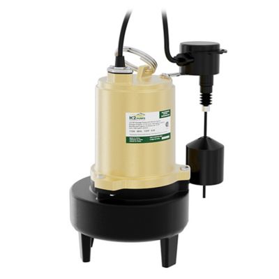 Image showing 7 th K2 Pumps 1/2 HP Cast Iron Sewage Pump with Piggyback Vertical Switch, SWW05001VPK