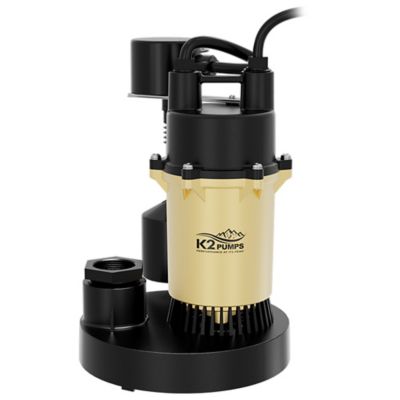 K2 Pumps 1/4 HP 115V Electric Cast Aluminum Sump Pump with Direct-In Vertical Switch, 58 GPM