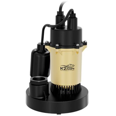 K2 Pumps 1/4 HP Cast Aluminum Sump Pump with Direct-In Tethered Switch, SPA02501TDK