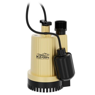 K2 Pumps 1/3 HP 115V Electric Thermoplastic Sump Pump with Piggyback Tethered Switch, 40 GPM