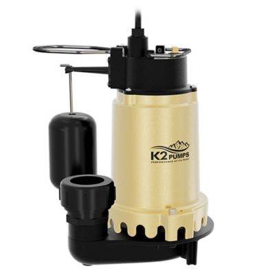 K2 Pumps 1/3 HP Cast Iron Sump Pump with Snap Action Switch, SPI03302K