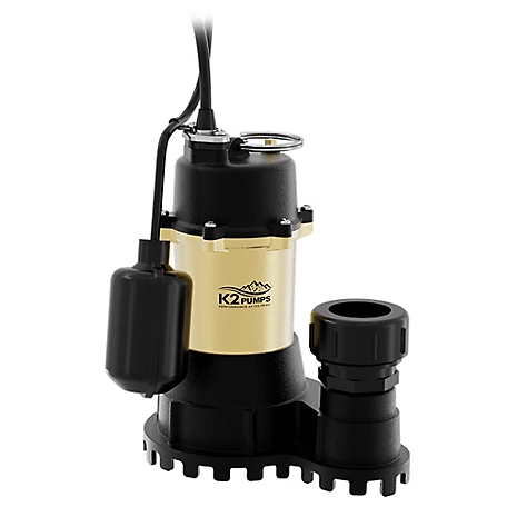 K2 Pumps 1/3 HP Cast Iron Sump Pump with Piggyback Tethered Switch, SPI03303TPK