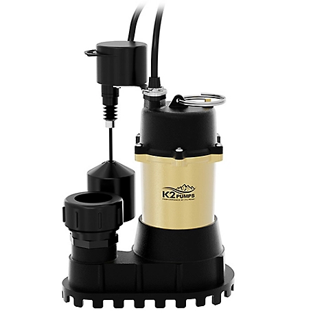 K2 Pumps 1/3 HP Cast Iron Sump Pump with Piggyback Vertical Switch, SPI03303VPK