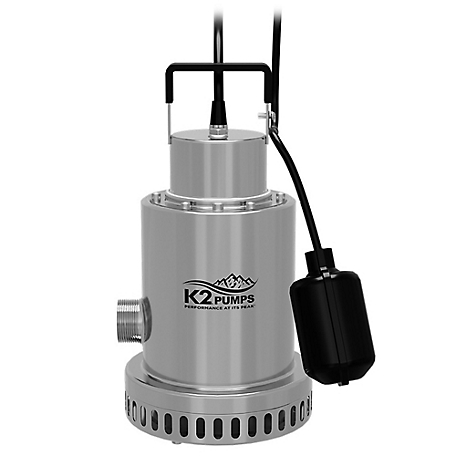 K2 Pumps 1/2 HP Stainless Steel Sump Pump with Piggyback Tethered Switch, SPS05004TPK
