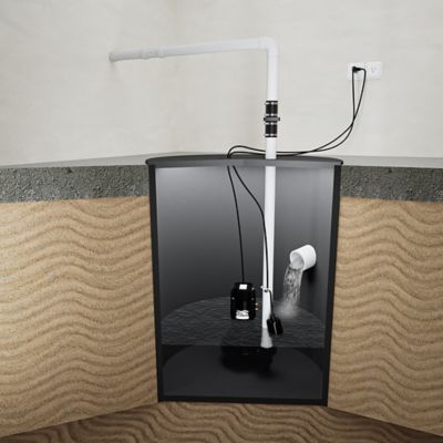 Image showing  3/4 HP 115V Electric Contractor Series Cast Iron Sump Pump, 65 GPM, Piggyback Tethered Switch